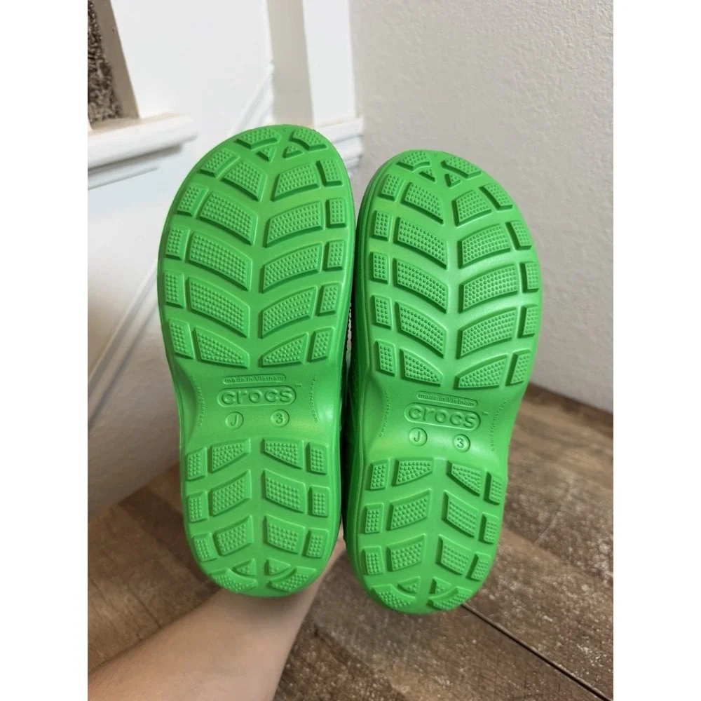 CROCS Kids' Handle It Rain Boots Size J-3 Green Waterproof EVA Reflective 12803
